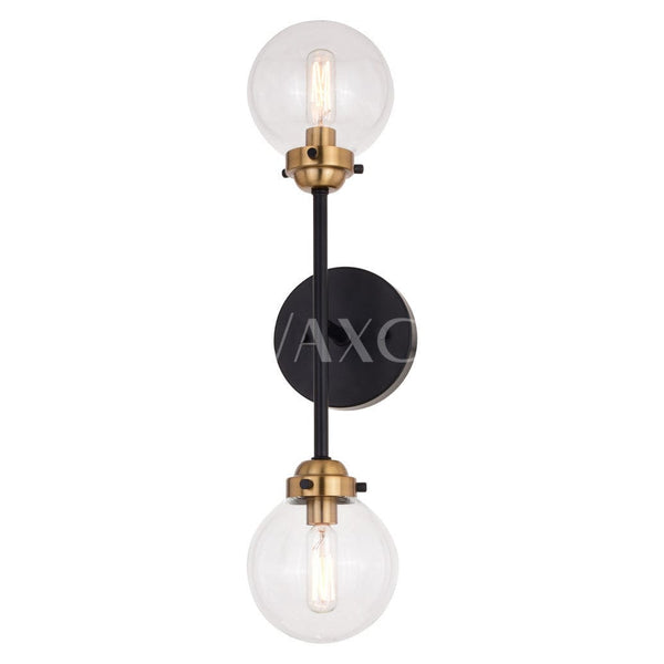 Orbit 2 Light Wall Light Oil Rubbed Bronze and Muted Brass