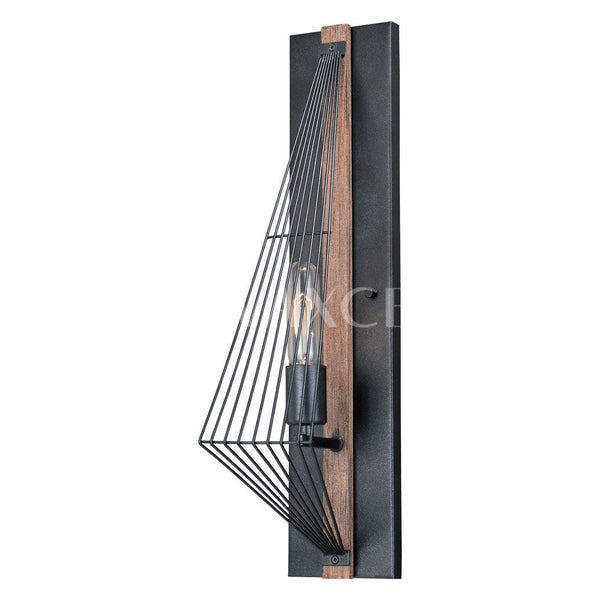 Dearborn 4.5-in Wall Light Black Iron and Burnished Oak