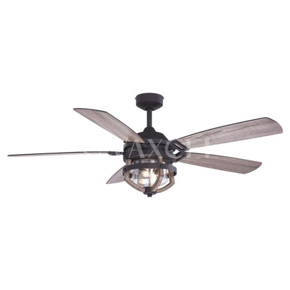 Barnes 54 inch W Ceiling Fan Matte Black with Rustic Oak